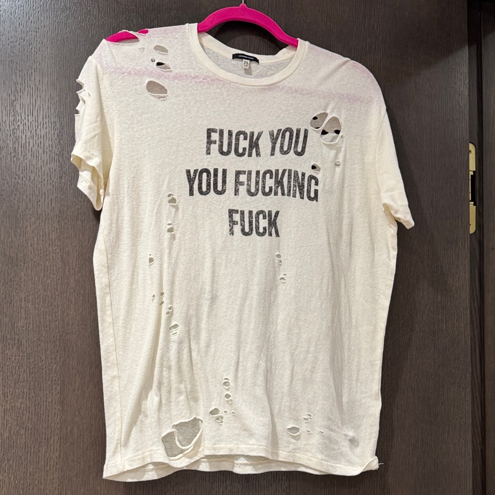 R13 Cream Tee with Ribbed Collar